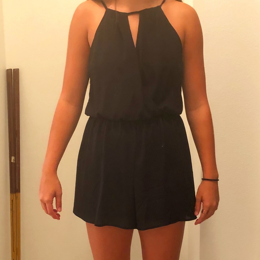 Black Romper Sleeveless Lined